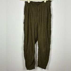 Zara Olive Green Cordoroy High Waisted Pants- size 6